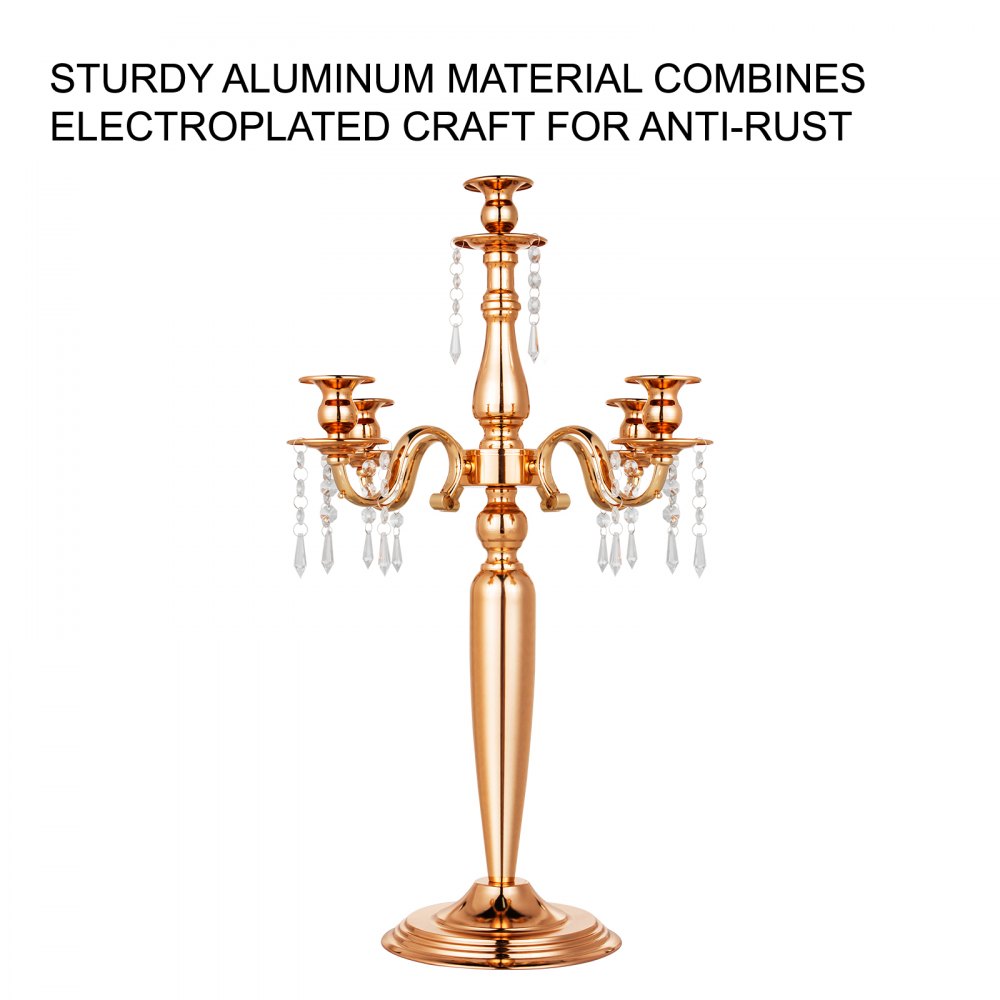 5 Arm Kandelaar Kandelaar Rose Gouden Kandelaar Large Deco 64cm Hoog