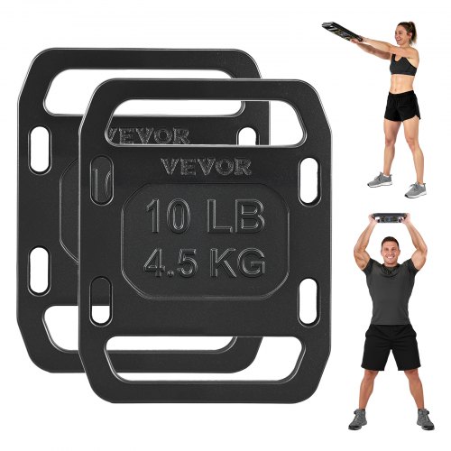 VEVOR Gewichtsschijven 2 x 4,5 kg Gietijzeren Gewichtsschijven met Handgreepopening, voor Joggen, Wandelen, Krachttraining en Duurtraining, Bevestigingsgaten aan de zijkant, Roestbestendig, Afgeronde Rand
