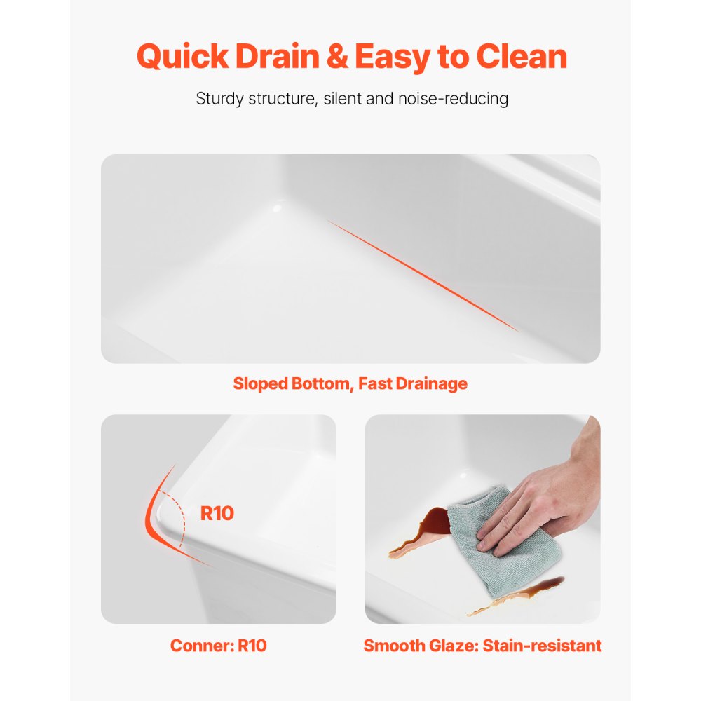 VEVOR Farmhouse Sink, Werkstation Onderbouw Spoelbak Gemaakt van Fireclay, Inbouw Spoelbak met Diverse Accessoires, Keuken Spoelbak, Grote Huishoudelijke Spoelbakken (835 x 485 x 254 mm) Wit