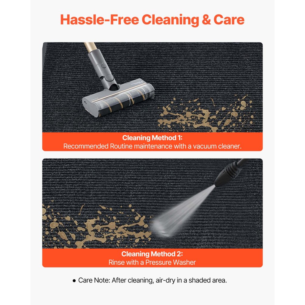 VEVOR Dirt Trapper Mat, 3048 x 914 mm, deurmat voor binnen en buiten, deurmat met PVC-achterkant, wasbaar entreemat voor gang, balkon, garage, strepen, grijs
