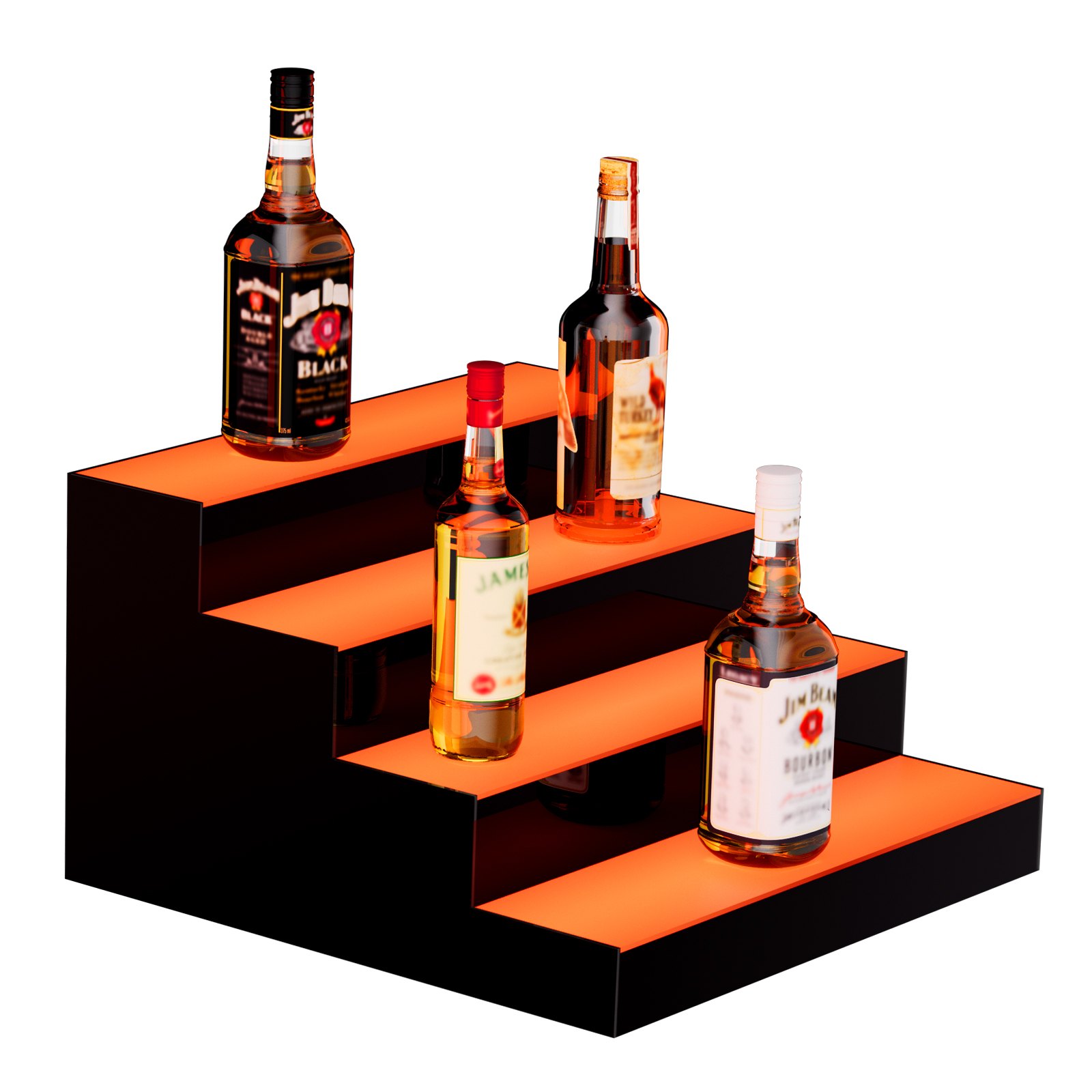 VEVOR Bar Shelf Wijnrek, LED-verlichte barplank voor thuis met RF-afstandsbediening en app-bediening, 4-laags acryl drankverlichtingsplank, 406 x 400 x 241 mm wijnflessenstandaard vrijstaand