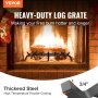 VEVOR Fireplace Log Grate, 30 inch Heavy Duty Fireplace Grate with 6 Support Legs, 3/4’’ Solid Powder-coated Steel Bars, Log Firewood Burning Rack Holder for Indoor and Outdoor Fireplace