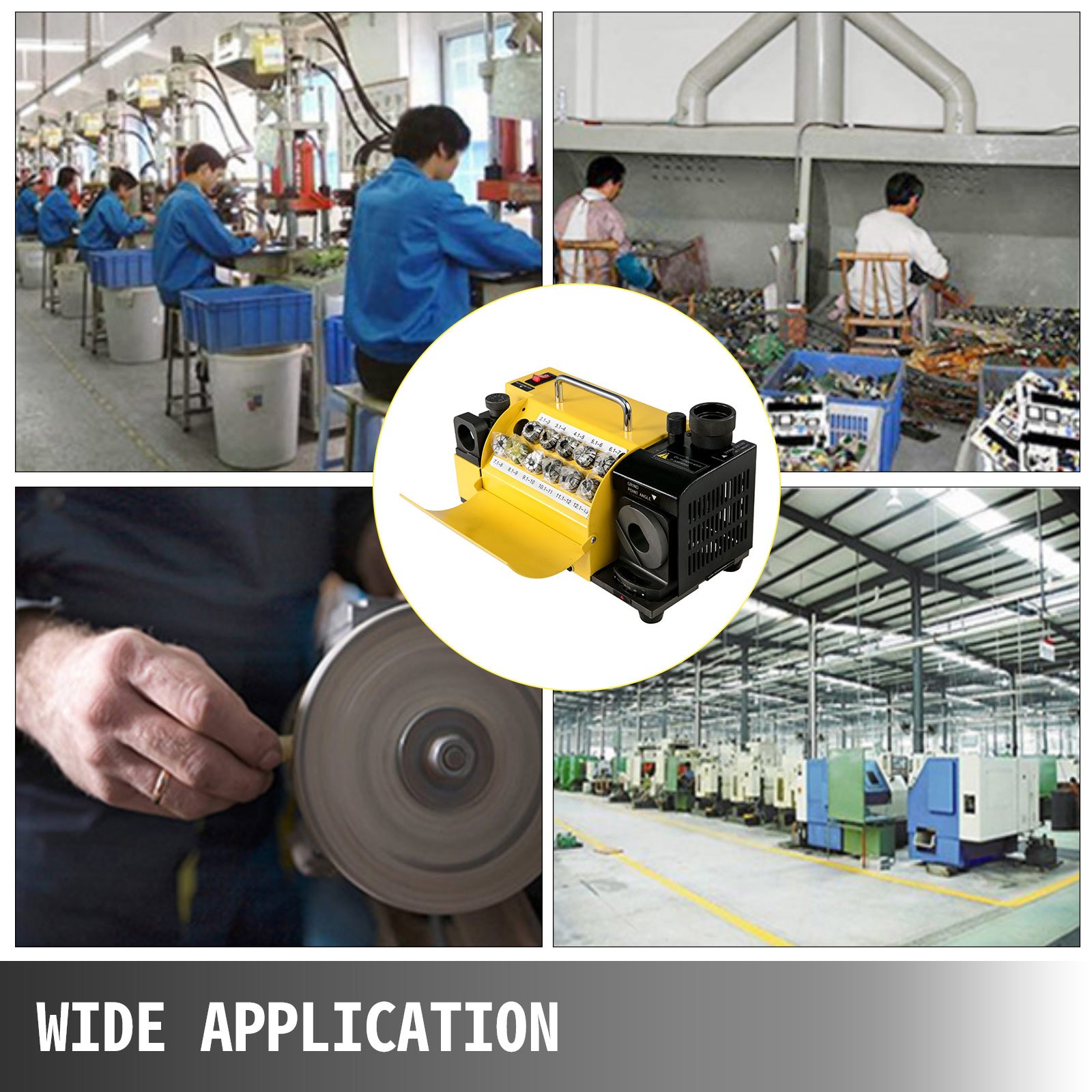 VEVOR End Mill Sharpener MR-X13A Φ3-Φ13(Φ15) Drill Bits Sharpener and Grinder 6 Collects End Mill Re-Sharpener Portable Grinding Sharpening Machine CNC Router Bit Sharpener with Adjustable Angle