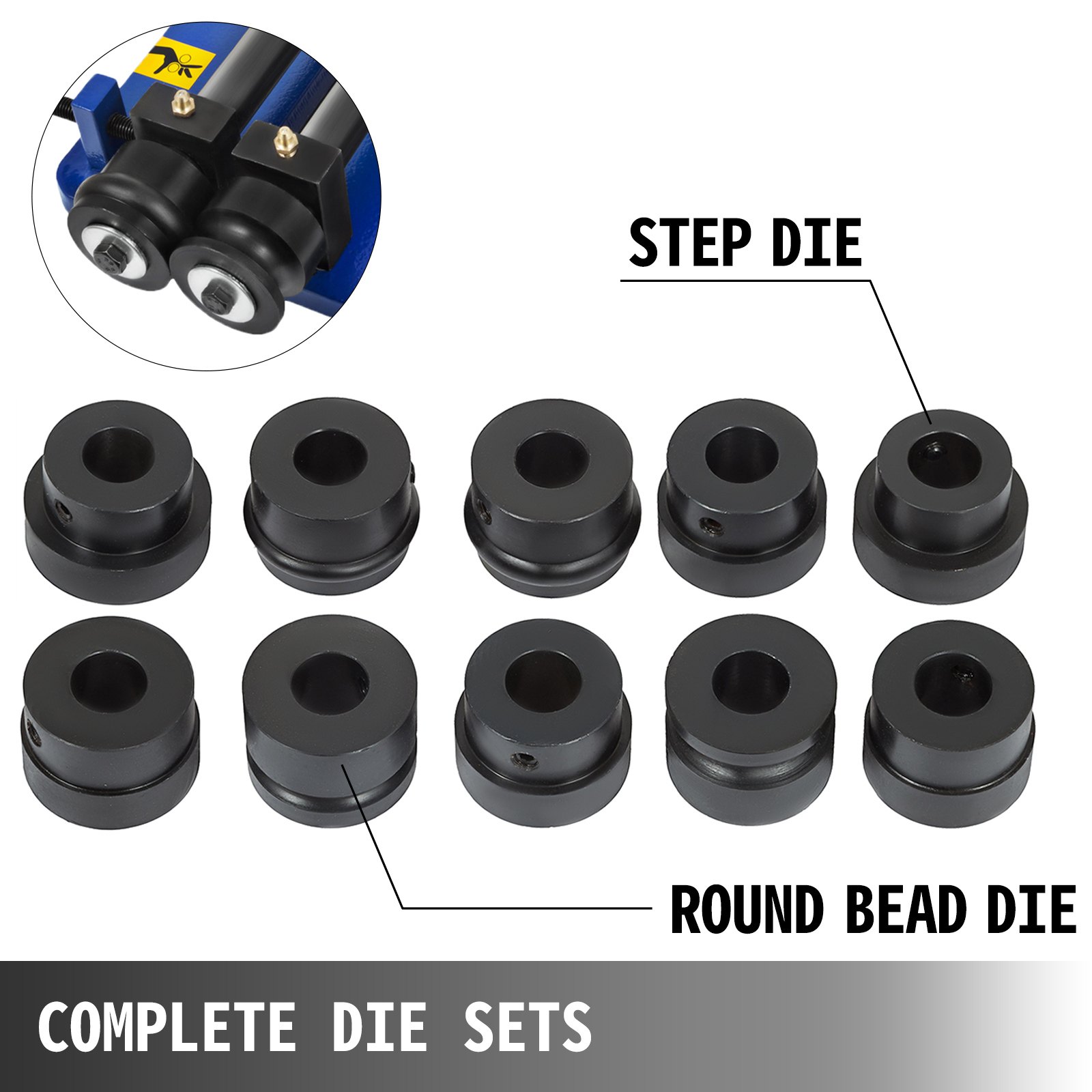 18" Bead Roller Former Swager Rotary Swaging Machine  Roll Rack Perfect 6 Die Sets