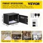 VEVOR Safe Box, 0.8 Cubic Feet Money Safe with Fingerprint Lock and Digital Keypad Lock, Fireproof Home Safe with 2 Keys, Wall-Mounted Security Safe for Cash, Watch, Jewelry, Passport, Document Black