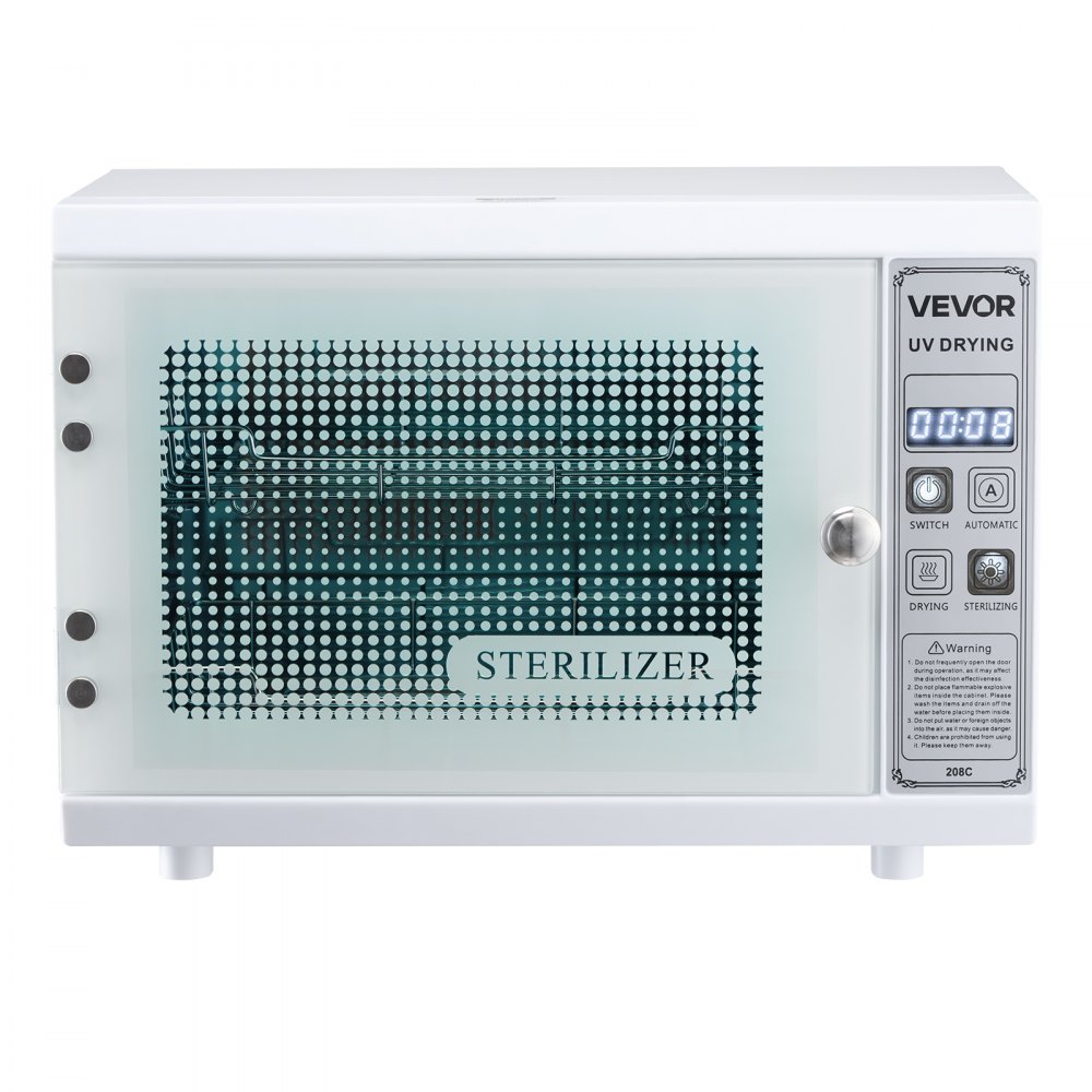 VEVOR UV-sterilisator voor het reinigen van nagelgereedschap (12 L / 160 W) Multifunctionele nagelreiniger met timerinstelling, reinigingskast met gehard glazen deur, voor laboratoria