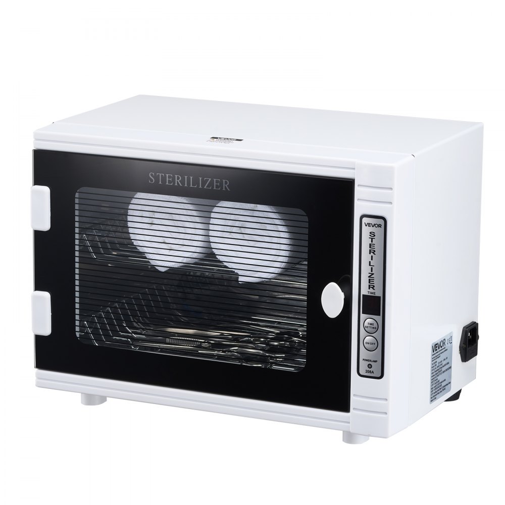 VEVOR UV-sterilisator voor het reinigen van nagelgereedschap (12 L / 5 W) Multifunctionele nagelreiniger met timerinstelling, reinigingskast met gehard glazen deur, voor laboratoria