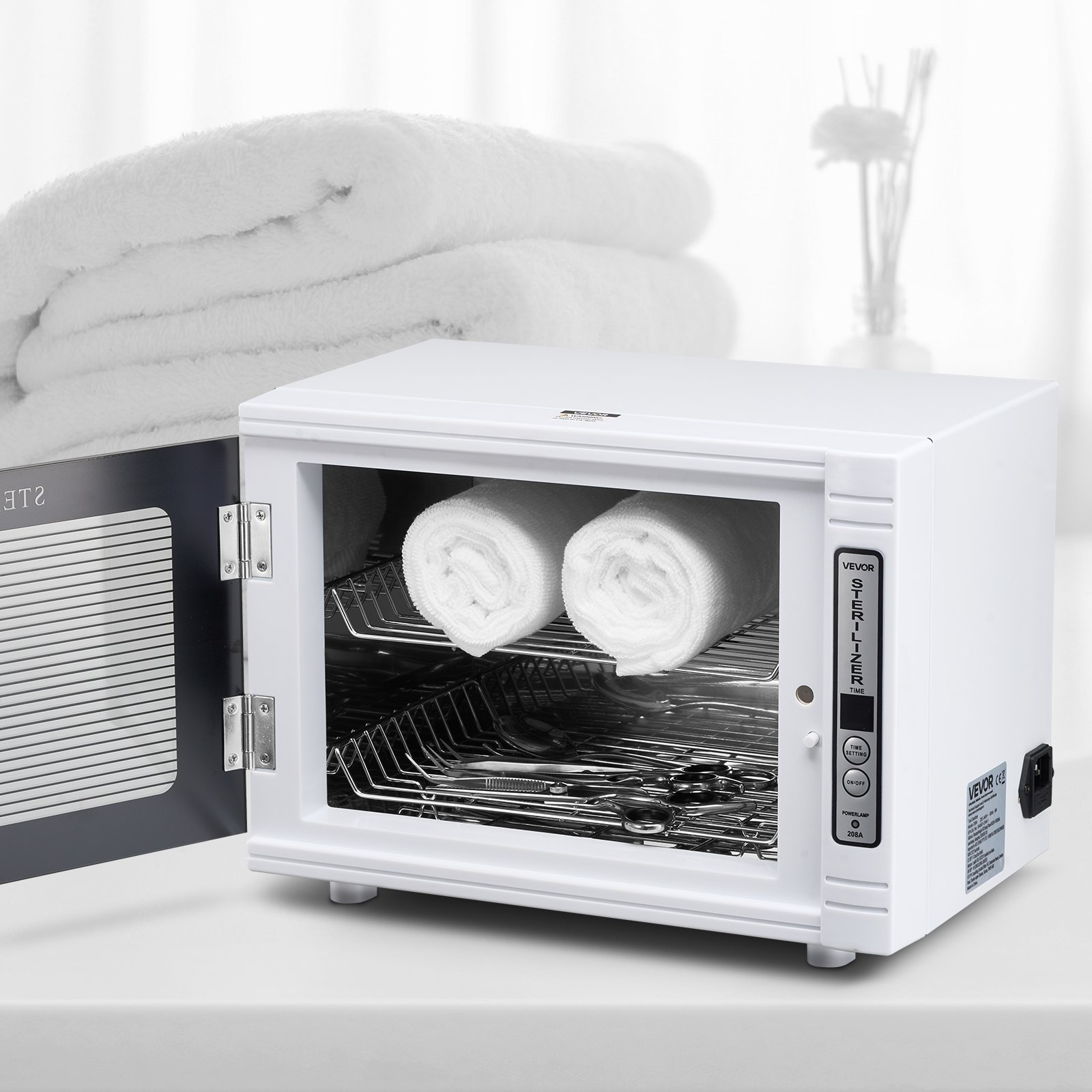 VEVOR UV-sterilisator voor het reinigen van nagelgereedschap (12 L / 5 W) Multifunctionele nagelreiniger met timerinstelling, reinigingskast met gehard glazen deur, voor laboratoria