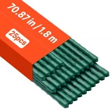 VEVOR Plantensteun, verpakking van 25 stuks, plantenstokken ⌀11x1800 mm, met kunststof gecoate metalen tomatenstokken, plantensteun met puntig uiteinde en antislipnoppen voor het kweken van klimplanten en groenten