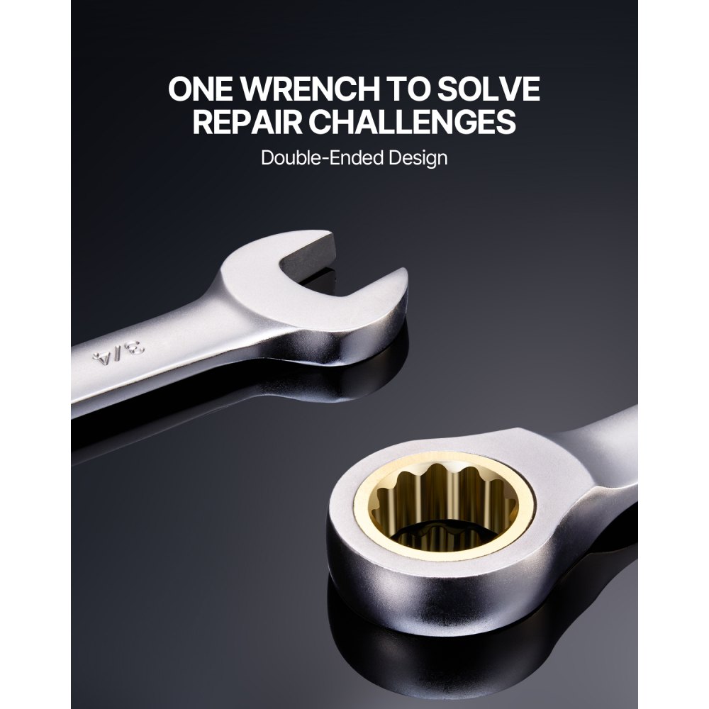 VEVOR-sleutelset 24-delige ratelsleutelset met opbergrek, sleutelset van Cr-V-staal SAE 1/4 inch tot 7/8 inch, metrisch 8 mm tot 19 mm, ideaal voor huishoudelijke autoreparatiewerkplaatsen