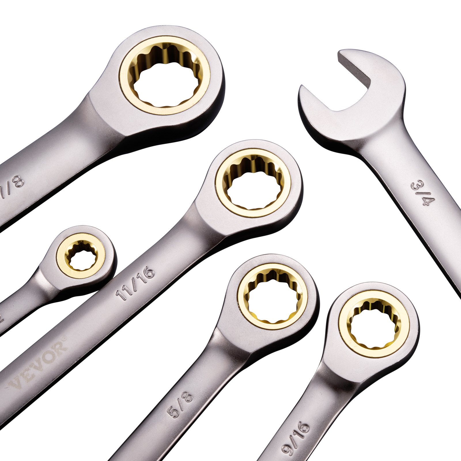 VEVOR-sleutelset 24-delige ratelsleutelset met opbergrek, sleutelset van Cr-V-staal SAE 1/4 inch tot 7/8 inch, metrisch 8 mm tot 19 mm, ideaal voor huishoudelijke autoreparatiewerkplaatsen