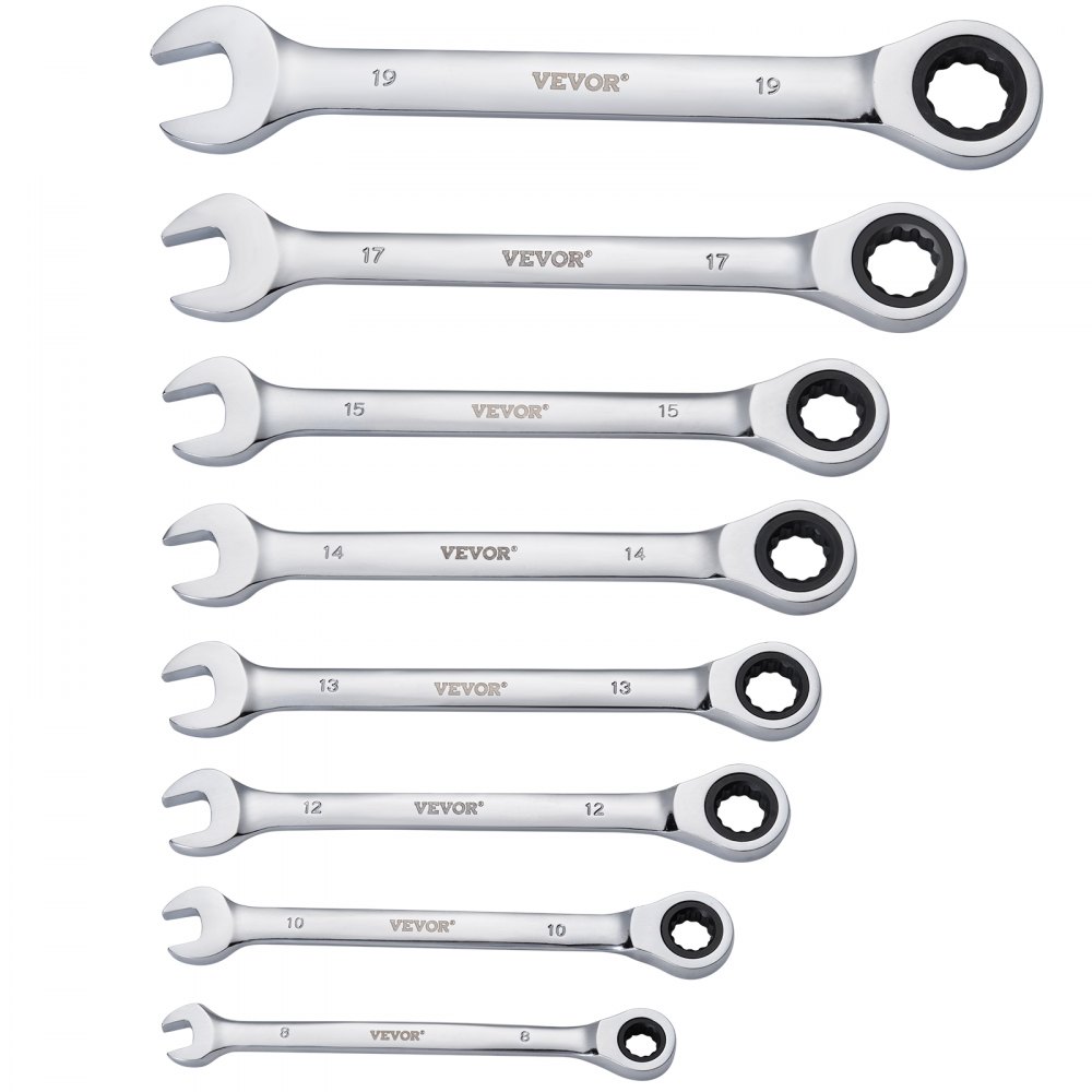 VEVOR-sleutelset 30-delige ratelsleutelset met opbergrek, sleutelset van Cr-V-staal SAE 1/4 tot 1 inch, metrisch 8 tot 24 mm, ideaal voor algemeen huishouden, garage, werkplaats