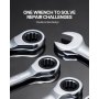 VEVOR Combination Wrench Set, 8-Piece Ratcheting Wrench Set with Organizer Rack, Cr-V Steel Wrench Set Metric 8 mm to 19 mm, Ideal for General Household, Garage, Workshop, Auto Repairs, Emergency