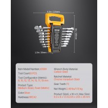 VEVOR sleutelset ratelsleutelset 8-delig metrisch 8-19mm garage