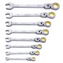VEVOR Flex-Head Ratcheting Wrench Set, 8-piece Combination Wrench Set with Roll-up Pouch, Cr-V Steel Flexible Ratcheting Wrench Set Metric 8 mm to 17 mm, Ideal for General Household, Auto Repairs