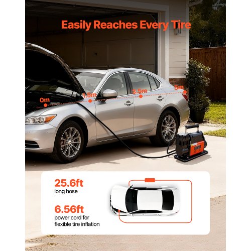 VEVOR Bandenpomp draagbare luchtcompressor, 7800mAh batterij elektrische luchtpomp, 2x snellere 160PSI draadloze slimme luchtpomp met LCD-manometer, LED-licht voor auto's, e-bikes, motorfiets