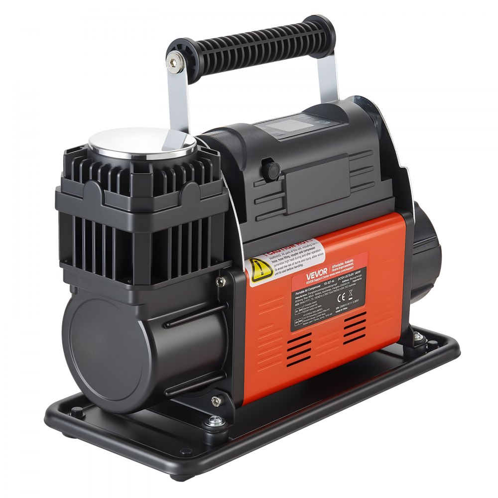 VEVOR draagbare luchtcompressor, bandenpomp met automatische uitschakelfunctie, LCD-digitaal display, 202 l/min, 10,3 bar, offroad luchtpomp met adapters voor vrachtwagens, auto's, SUV's, terreinwagens en campers.