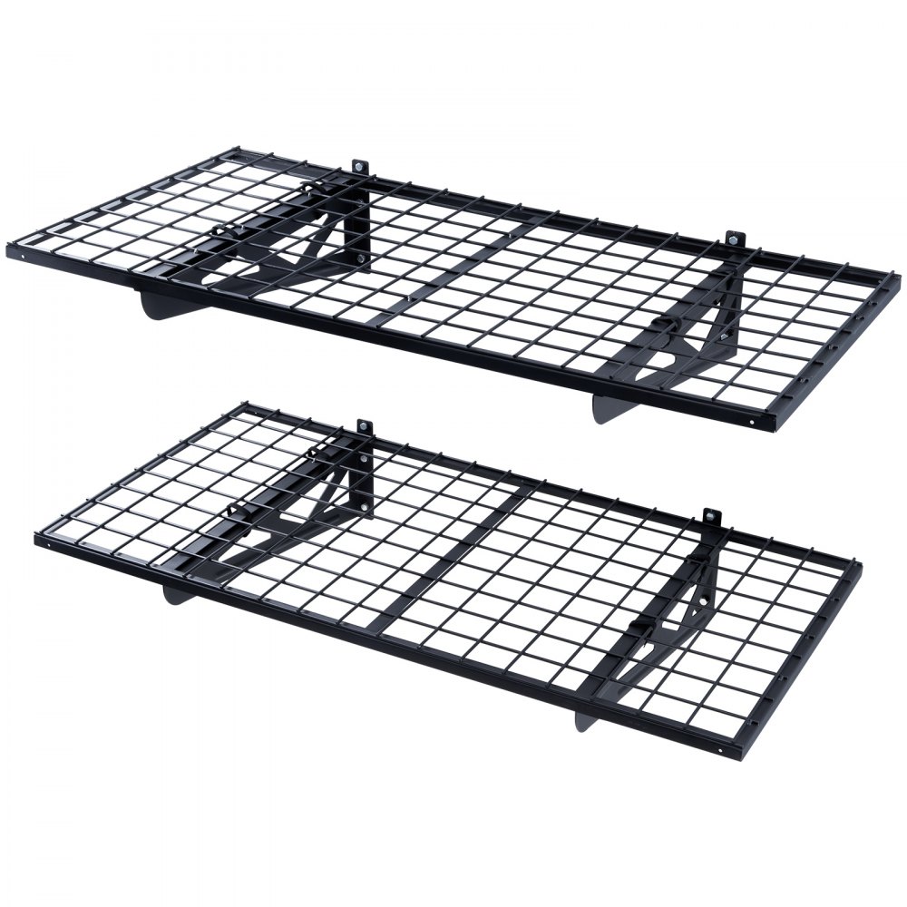 VEVOR Set van 2 garage-rekken 1220 x 620 x 209 mm Gereedschapsopslag 114 kg per laag Gereedschapshouder Muur 122 x 61 cm Plankruimte Opbergplanken Metalen plank Gereedschapsorganizer Wandplanken
