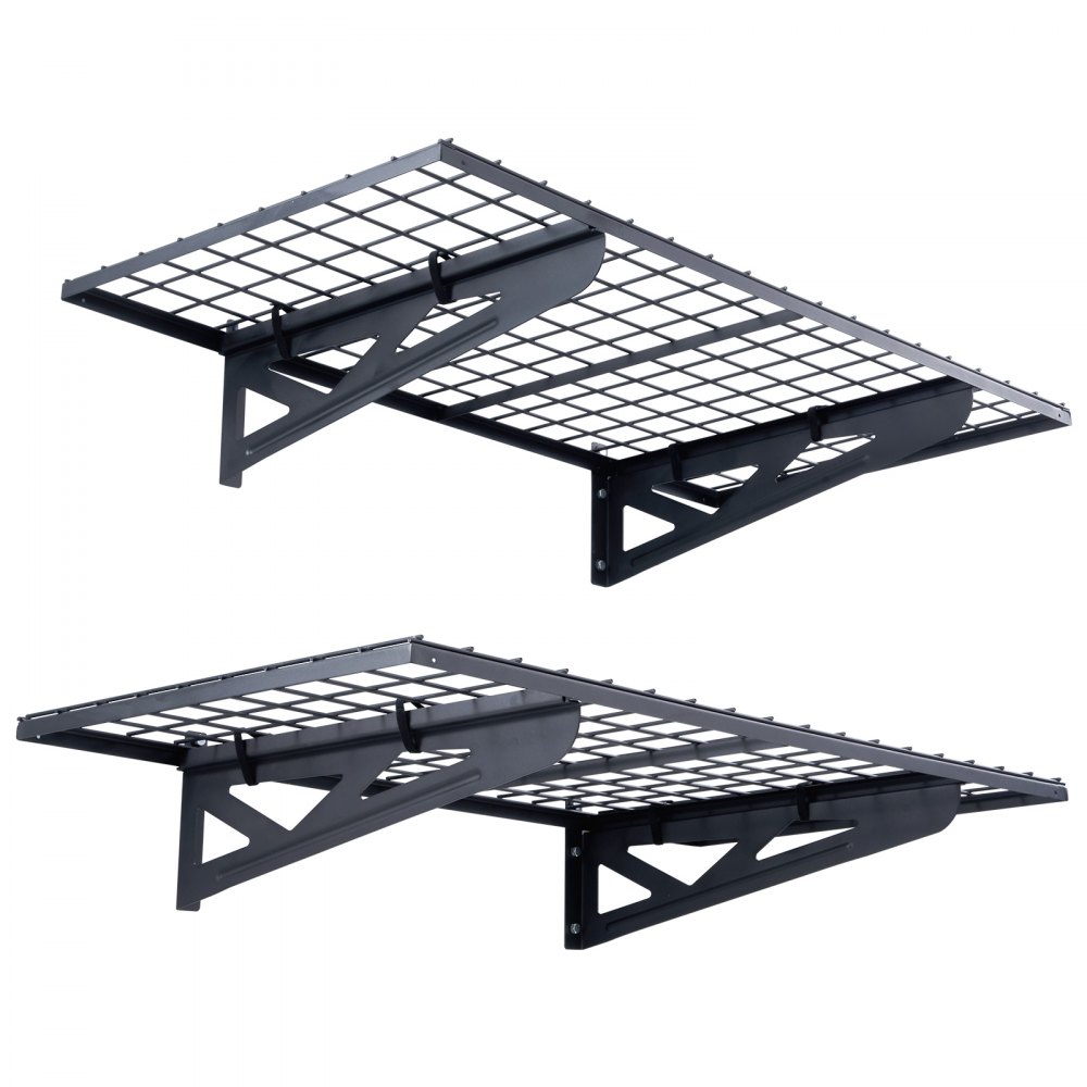VEVOR Set van 2 garage-rekken 1220 x 620 x 209 mm Gereedschapsopslag 114 kg per laag Gereedschapshouder Muur 122 x 61 cm Plankruimte Opbergplanken Metalen plank Gereedschapsorganizer Wandplanken