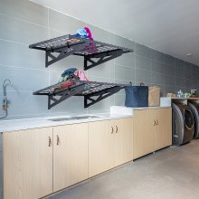 VEVOR set van 2 garageplanken 1220 x 620 x 209 mm gereedschapsopslag 114 kg per laag gereedschapshouder muur 122 x 61 cm plankruimte opbergplanken metalen plank gereedschapsorganizer wandplanken