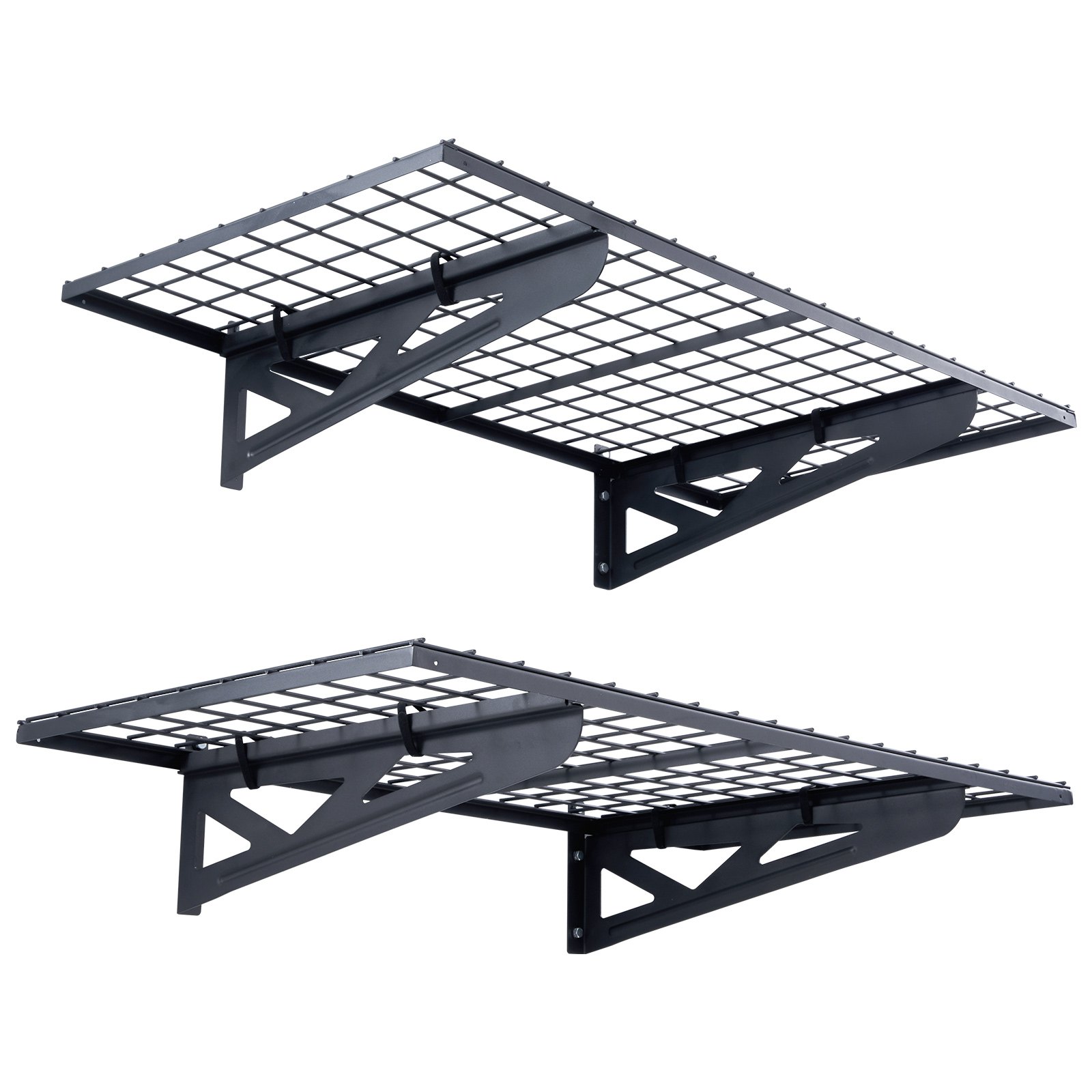 VEVOR Set van 2 garage-rekken 1220 x 620 x 209 mm Gereedschapsopslag 114 kg per laag Gereedschapshouder Muur 122 x 61 cm Plankruimte Opbergplanken Metalen plank Gereedschapsorganizer Wandplanken