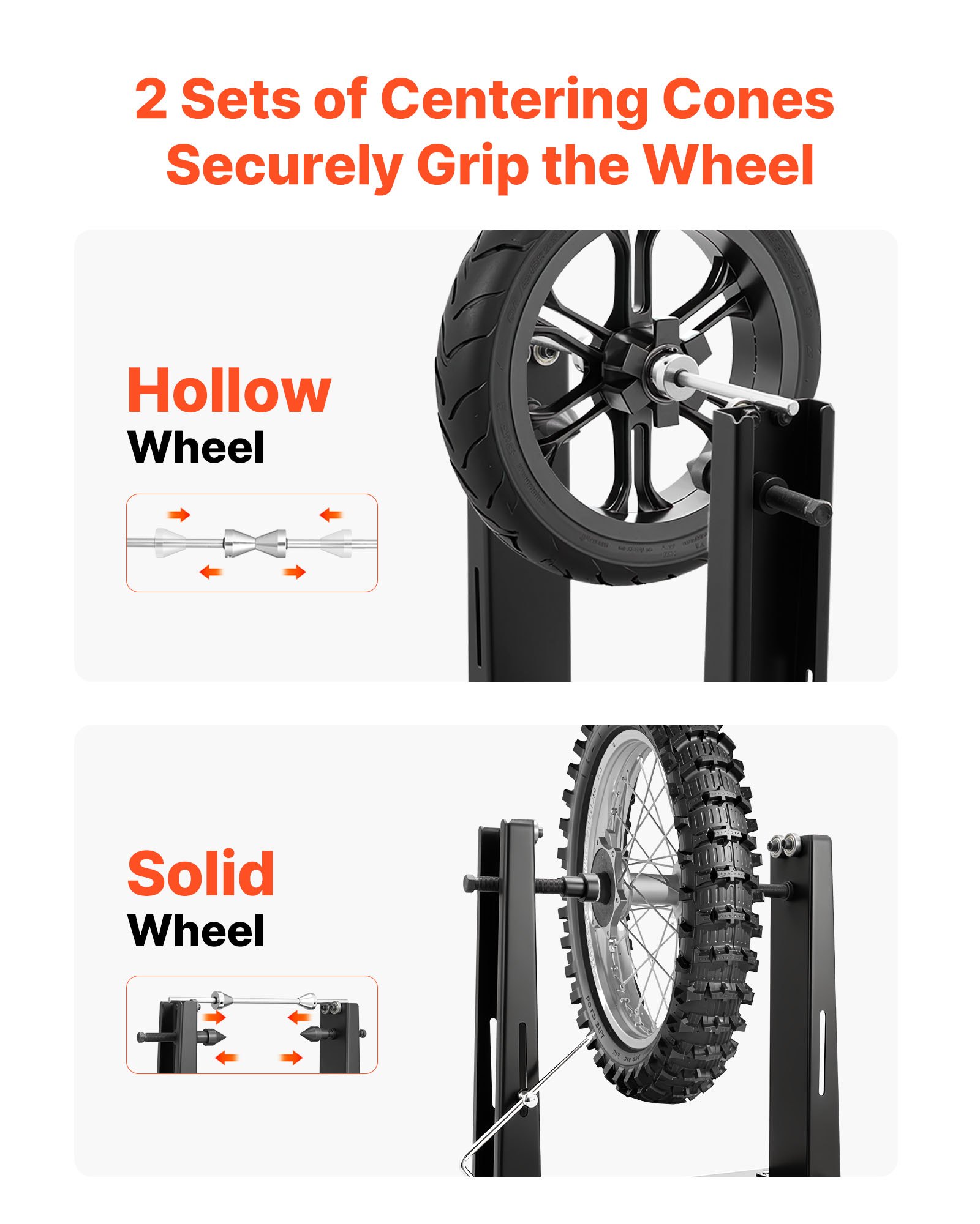 VEVOR Motorfiets Wiel Balanceerstandaard, Banden Balanceermachine, Draagvermogen 40 kg, Banden Balanceermachine met Verstelbare Centreerkegels & Centreerwijzer, Banden Montagehulp voor Wielen van φ 889 mm