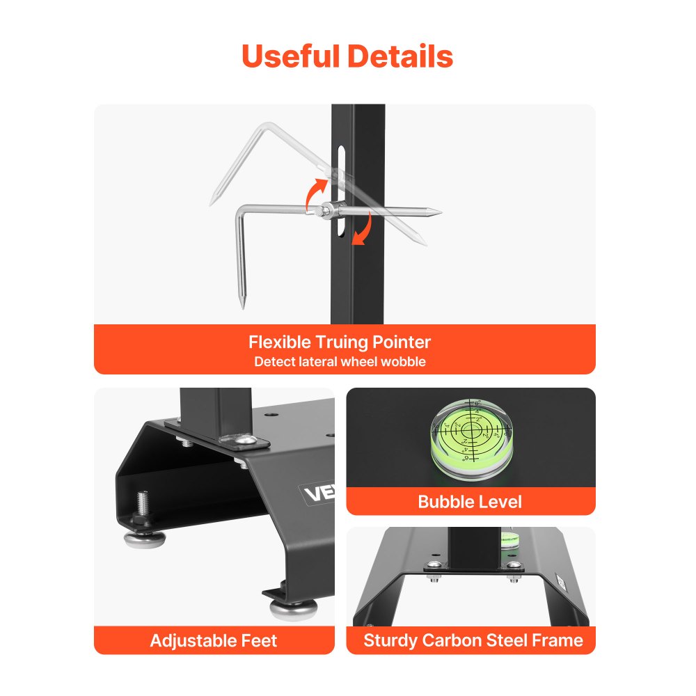 VEVOR Motorfiets Wielbalanceerstandaard, Bandenbalanceermachine, Draagvermogen 40 kg, Bandenbalanceermachine met verstelbare centreerkegels en centreerwijzer, Bandenmontagehulp voor φ 812,8 mm wielen