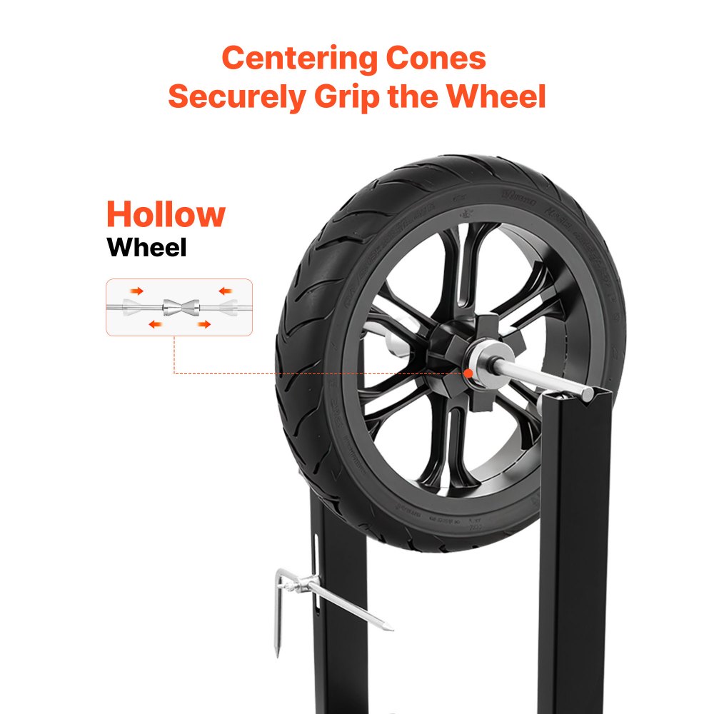 VEVOR Motorfiets Wielbalanceerstandaard, Bandenbalanceermachine, 40 kg draagvermogen, Bandenbalanceermachine met verstelbare centreerkegels en centreeraanwijzer, Bandenmontagehulpmiddel voor wielen met een diameter van φ 812,8 mm