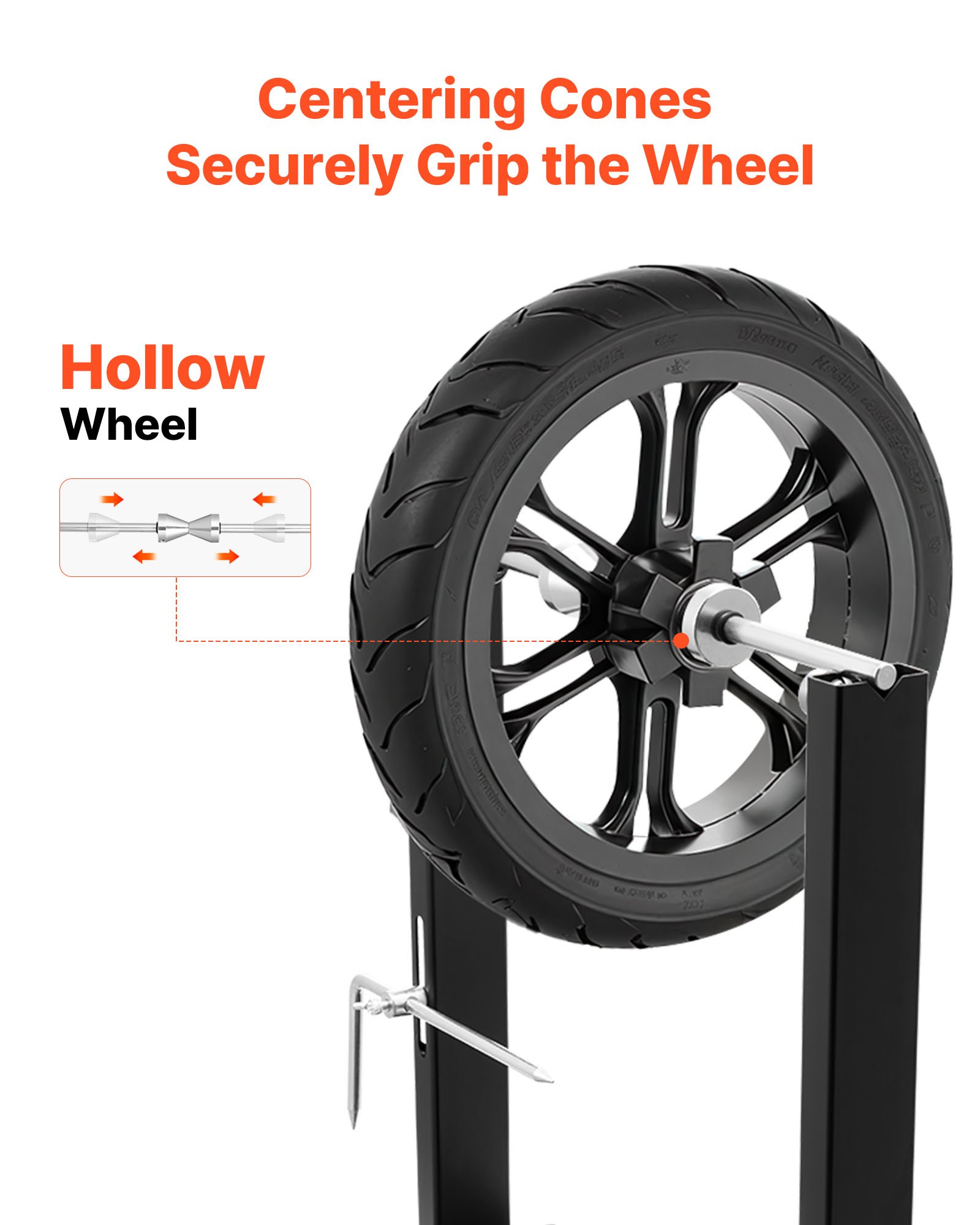VEVOR Motorfiets Wielbalanceerstandaard, Bandenbalanceermachine, 40 kg draagvermogen, Bandenbalanceermachine met verstelbare centreerkegels en centreeraanwijzer, Bandenmontagehulpmiddel voor wielen met een diameter van φ 812,8 mm