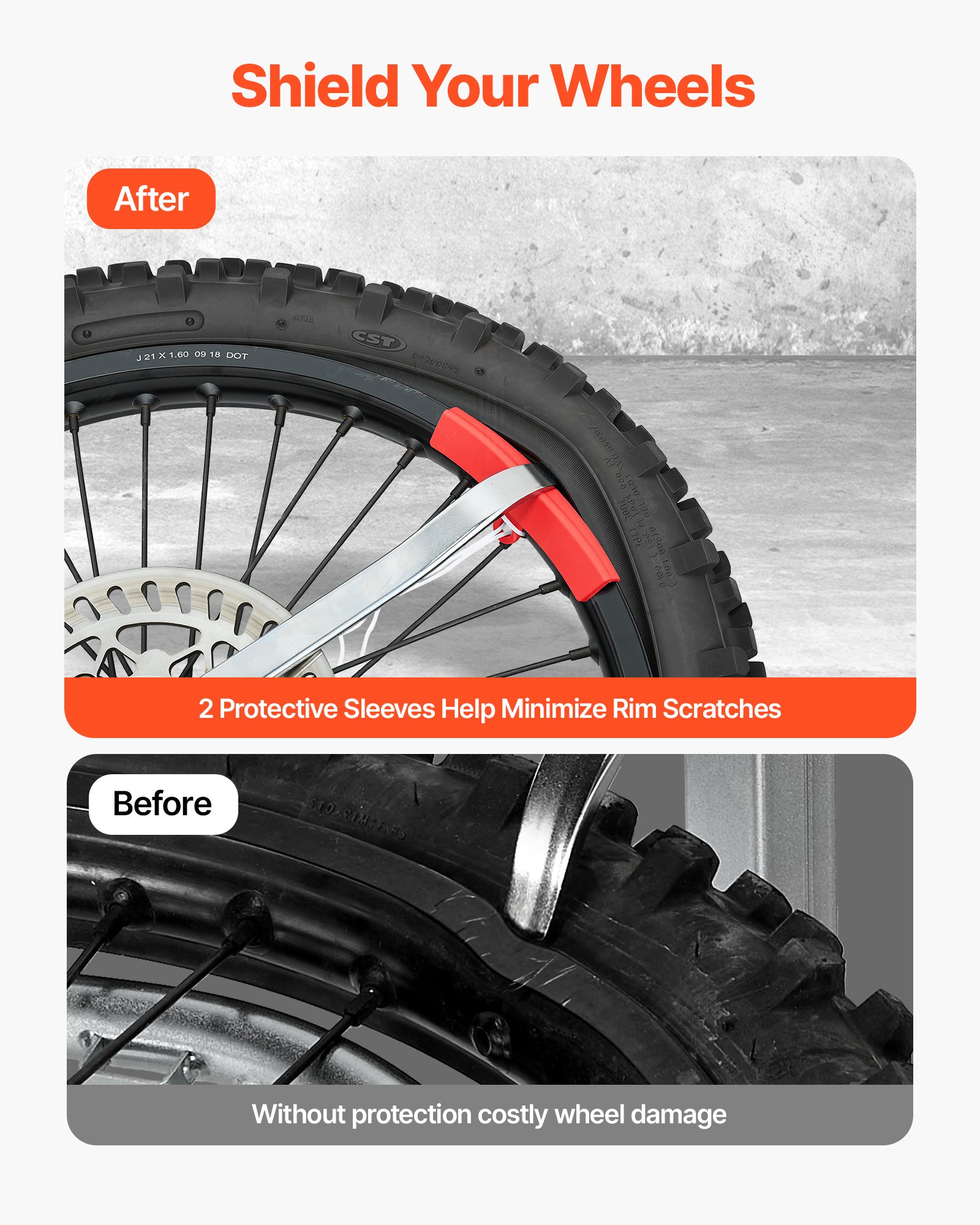 VEVOR Bandenmontageset, handmatige bandenwisselset, geschikt voor banden van 16-21 inch met assen van 15/17/20/25 mm. Wielmontagehulpmiddel voor buiten- en mobiele reparaties van universele motorfietsen en fietsen.