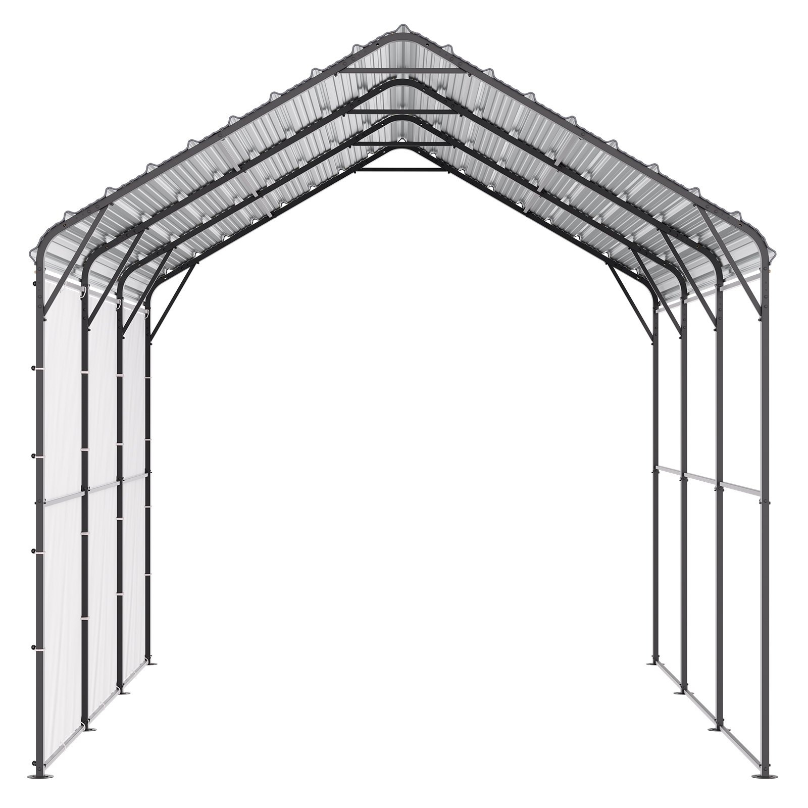 VEVOR Heavy Duty Metal Carport, 10' x 15' Outdoor Carport with Galvanized Steel Frame & Roof, Car Tent Garage Shade with Removable Sidewalls, Multi-Use Car Shelter for Pickup, Boat, Car & Tractors