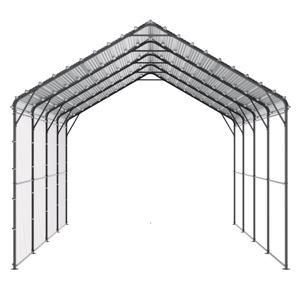 VEVOR Heavy Duty Metal Carport, 12' x 20' Outdoor Carport with Galvanized Steel Frame & Roof, Car Tent Garage Shade with Removable Sidewalls, Multi-Use Car Shelter for Pickup, Boat, Car & Tractors