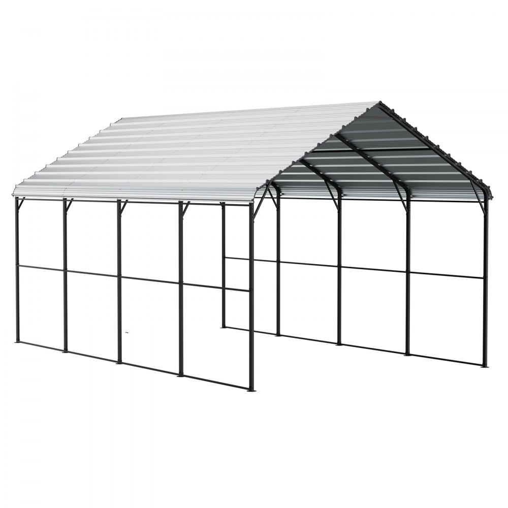 VEVOR Heavy Duty Metal Carport, 12' x 20' Outdoor Carport with Galvanized Steel Frame & Roof, Car Tent Garage Shade with Removable Sidewalls, Multi-Use Car Shelter for Pickup, Boat, Car & Tractors