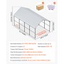 VEVOR Tentgarage, 3,6x6x3,15 m Garagetent, Carport met gegalvaniseerd stalen frame en dak, Autotent met verwijderbare zijwanden, Autoschuur, Multifunctionele overkapping voor pick-ups, boten, auto's en tractoren