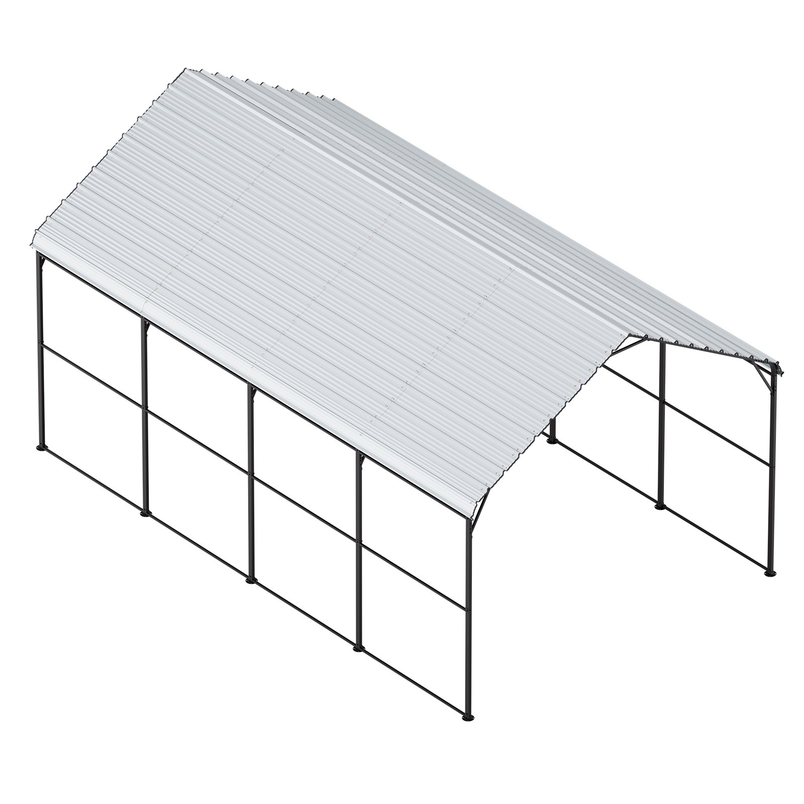 VEVOR Heavy Duty Metal Carport, 12' x 20' Outdoor Carport with Galvanized Steel Frame & Roof, Car Tent Garage Shade with Removable Sidewalls, Multi-Use Car Shelter for Pickup, Boat, Car & Tractors