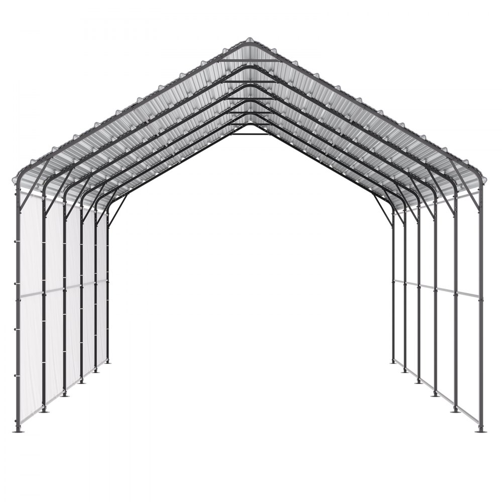 VEVOR Tent Garage, 4 x 8 x 3,15 m, Garagetent, Carport met stalen frame en dak, Autotent Garage Schaduw met verwijderbare zijwanden, Multifunctionele auto-overkapping voor pick-uptrucks, boten, auto's en tractoren