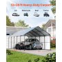 VEVOR Tent Garage, 4 x 8 x 3,15 m, Garagetent, Carport met stalen frame en dak, Autotent Garage Schaduw met verwijderbare zijwanden, Multifunctionele auto-overkapping voor pick-uptrucks, boten, auto's en tractoren