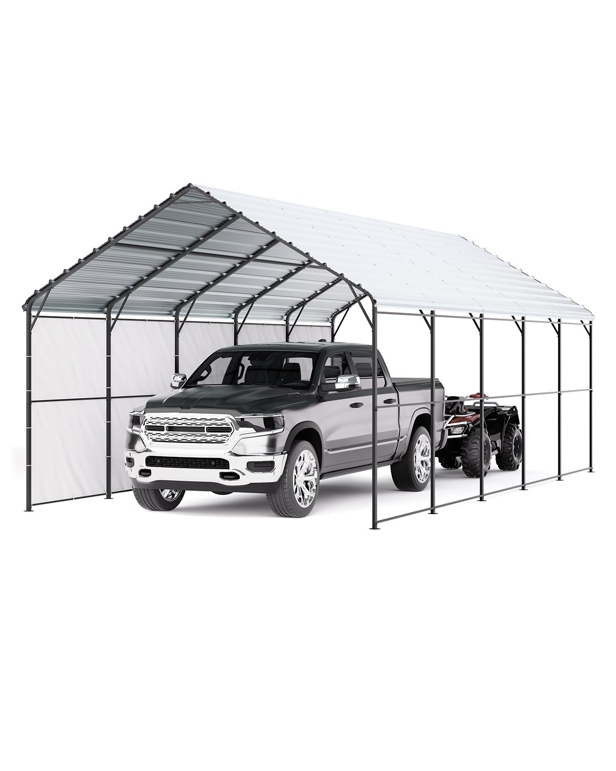 VEVOR Tent Garage, 4 x 8 x 3,15 m, Garagetent, Carport met stalen frame en dak, Autotent Garage Schaduw met verwijderbare zijwanden, Multifunctionele auto-overkapping voor pick-uptrucks, boten, auto's en tractoren