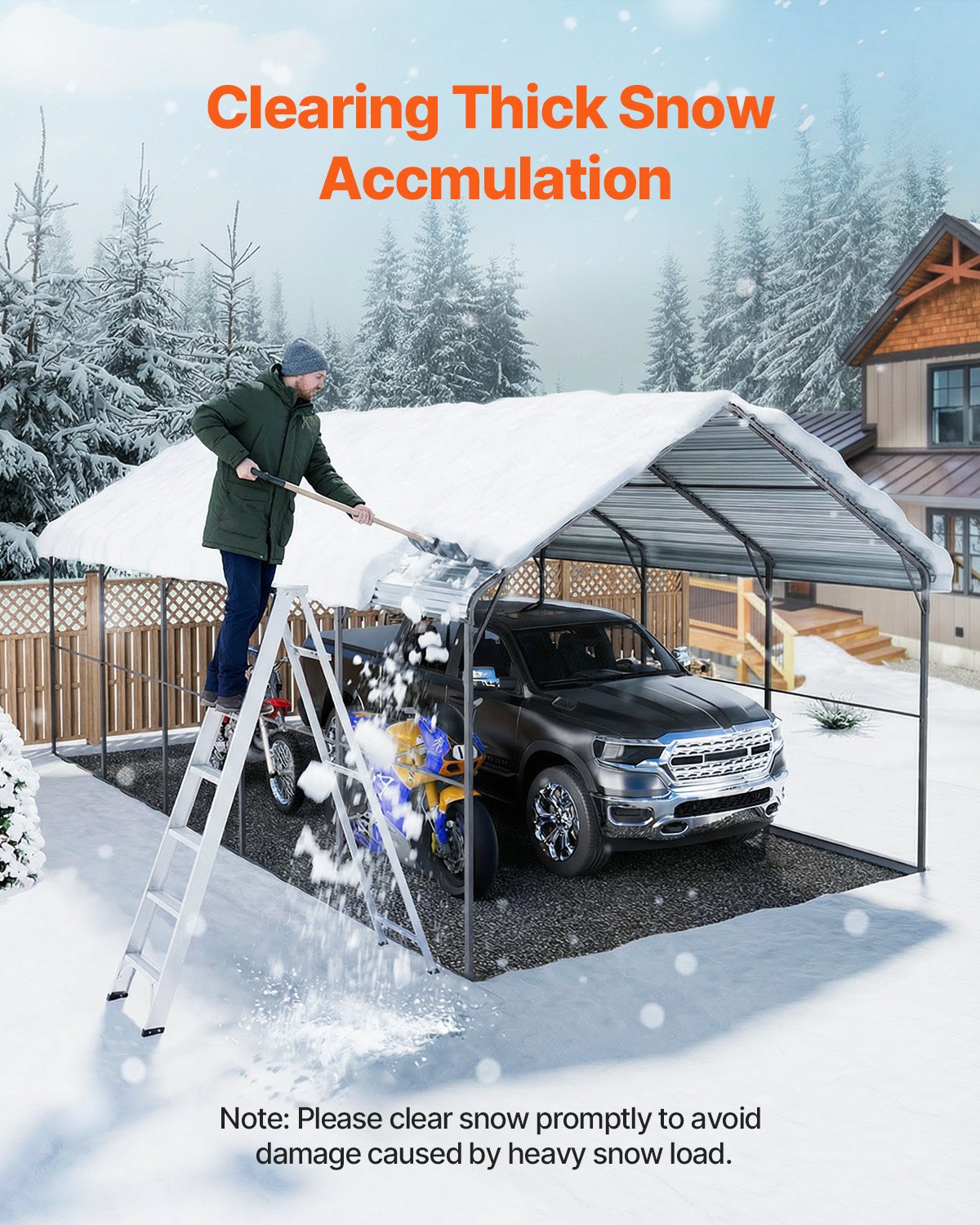 VEVOR Heavy Duty Metal Carport, 13' x 26' Outdoor Carport with Galvanized Steel Frame & Roof, Car Tent Garage Shade with Removable Sidewalls, Multi-Use Car Shelter for Pickup, Boat, Car & Tractors