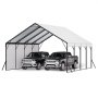 VEVOR Heavy Duty Metal Carport, 20 x 20 ft Outdoor Carport with Sturdy Frame & Roof, Car Garage Shade with Removable Sidewalls, Multi-Use Car Shelter for Pickup, Boat, Trucks & Tractors