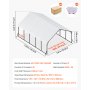 VEVOR Carport, 5,8 x 7,45 x 3,77 m, opbergtent met stevig frame en dak, carport met afneembare zijwanden, multifunctionele garagetent voor pick-up trucks, boten, vrachtwagens en tractoren.