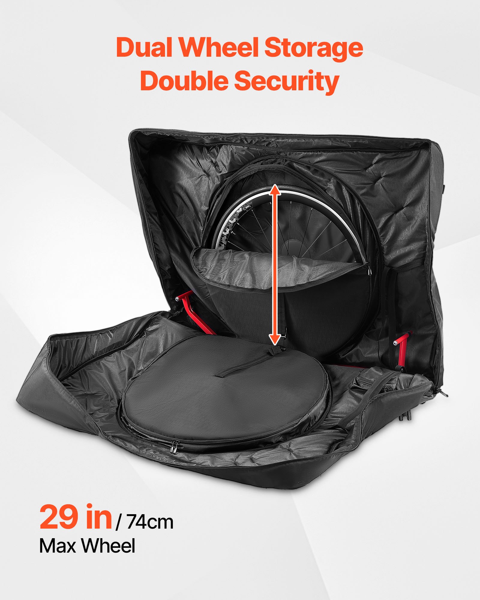 VEVOR fietstransporttas, triatlonfietstas met TSA-slot en dubbele ritssluiting, voor fietsen met een wielbasis tot 106 cm, voor reizen, buitenactiviteiten, trein-, vliegtuig- en metrotransport.