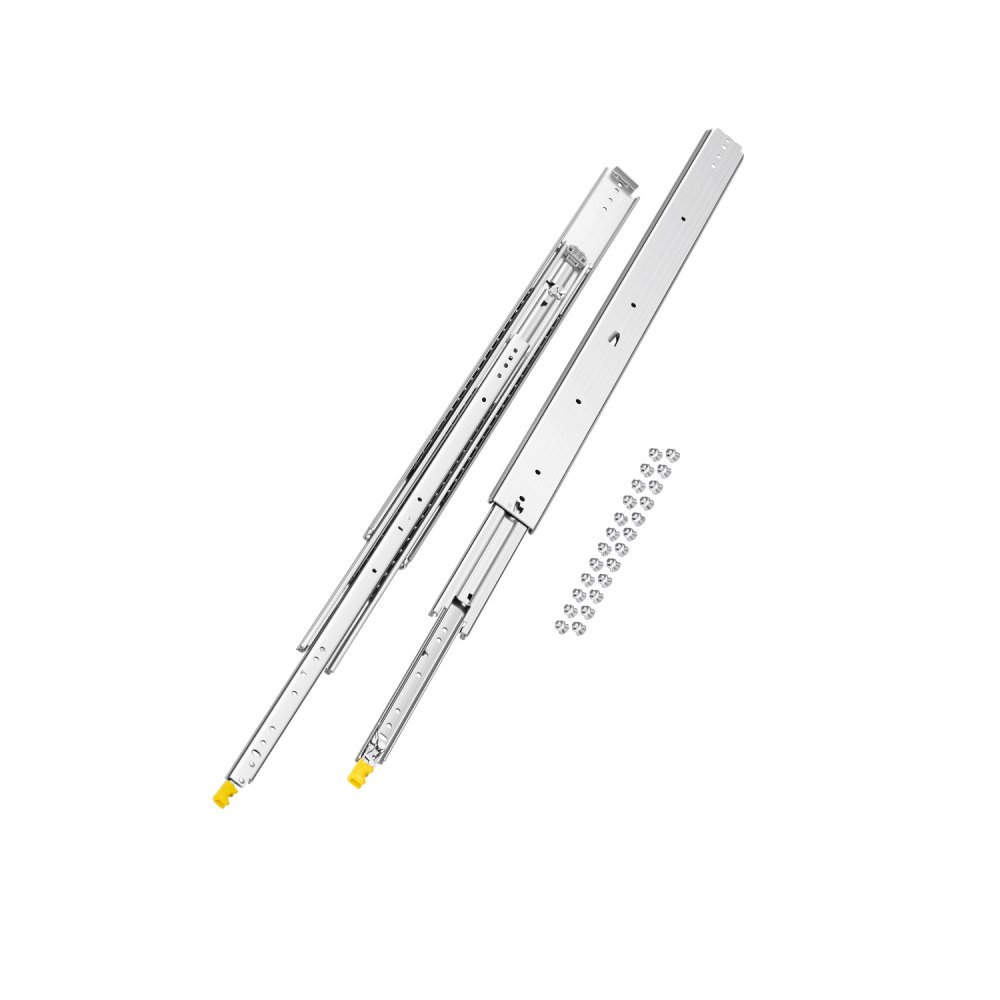 VEVOR 1 paar volledig uittrekbare ladegeleiders 965 mm, draagvermogen 226,8 kg, ladegeleiders, kogellagers met slot, zijdelings gemonteerde telescopische geleiders voor planken, kasten, industriële lades