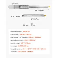 VEVOR Ladegeleiders Telescopische rails 1016 mm 226 kg