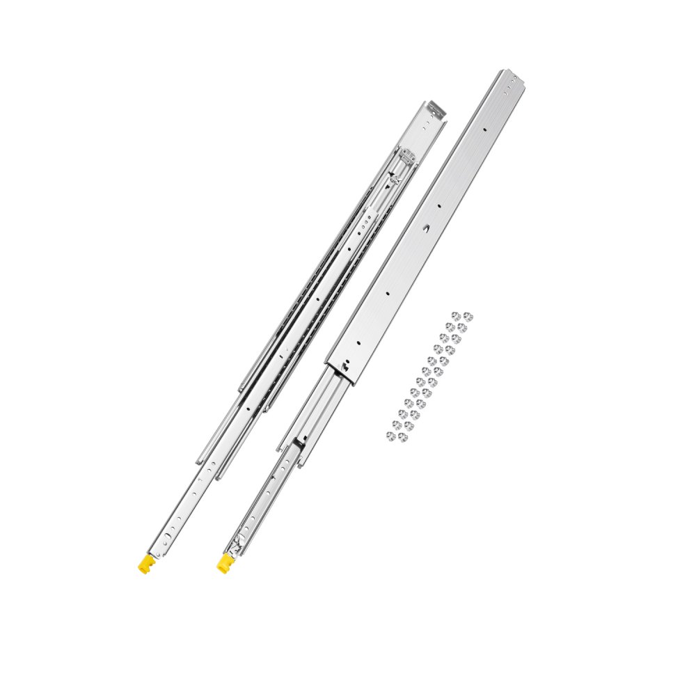 VEVOR 1 Pair Full Extension Drawer Slides 18 20 22 28 30 32 36 38 40 44 48 52 56 60 in, 500 lbs Load Capacity Locking Drawer Slides, Ball Bearing with Lock Side Mount Drawer Slide Rail