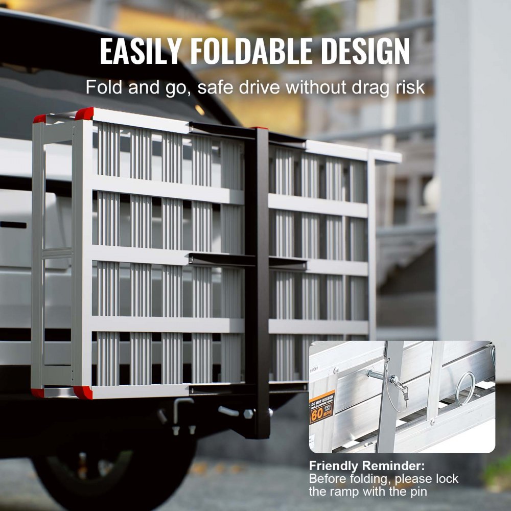 VEVOR rolstoeldrager met trekhaak, 1220x708 mm, achterdrager, wilddrager, 226,8 kg laadvermogen, bagagebox van aluminiumlegering, achtertransporteur, opklapbare achterbox voor rolstoelen en scootmobielen