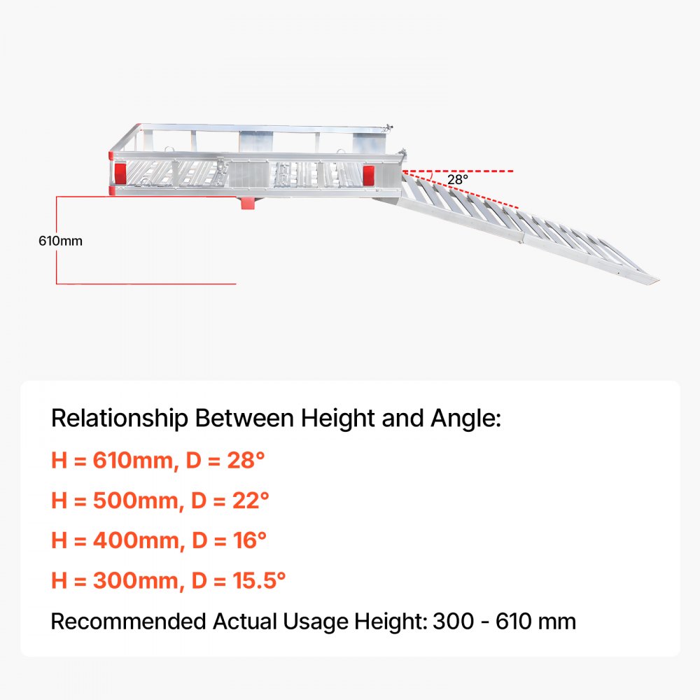 VEVOR rolstoeldrager met trekhaak, 1220x708 mm, achterdrager, wilddrager, 226,8 kg laadvermogen, bagagebox van aluminiumlegering, achtertransporteur, opklapbare achterbox voor rolstoelen en scootmobielen