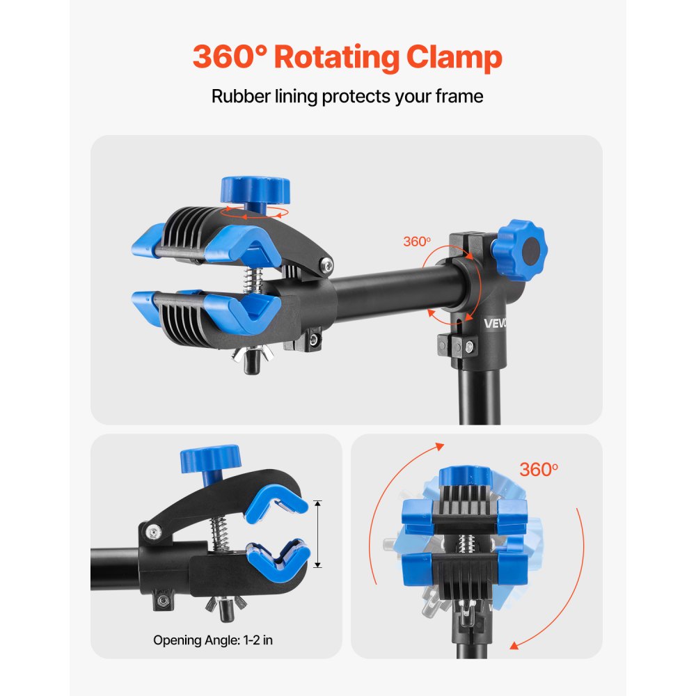 VEVOR Fietsreparatiestandaard, Fietsmontagestandaard (draagvermogen 29,9 kg) met in hoogte verstelbare 835-1440 mm en magnetische gereedschapsbak, opvouwbare onderhoudsstandaard voor mountainbikes en racefietsen