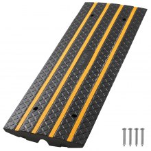 VEVOR Rubberen stoeprandhelling, 15 ton laadvermogen, 66 mm oprijhelling met gele reflecterende strips, drempelhelling geschikt voor laadperrons, magazijnen, garages en trottoirs (1 verpakking)
