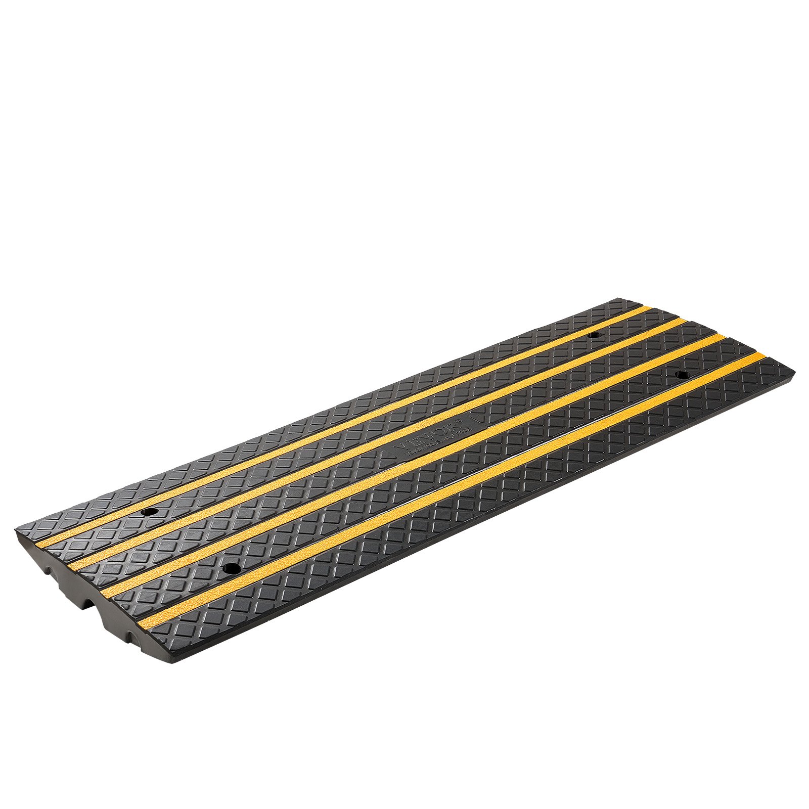 VEVOR Rubberen stoeprandhelling, 15 ton laadvermogen, 66 mm oprijhelling met gele reflecterende strips, drempelhelling geschikt voor laadperrons, magazijnen, garages en trottoirs (1 verpakking)